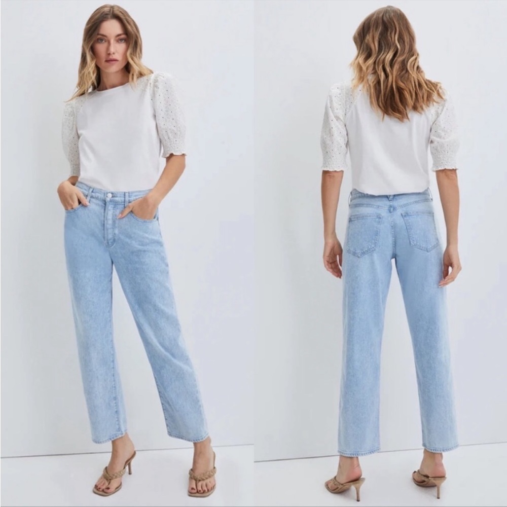 Veronica Beard Blake Classic Straight High Rise Glacier Blue Wash Jeans - Picture 3 of 15